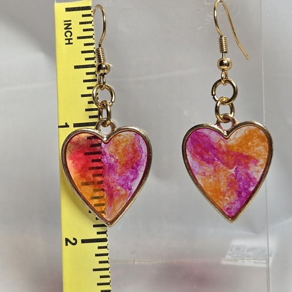 Erins Lovely Creations Jewelry - #203- Vibrant Heart-Shaped Gold Earrings